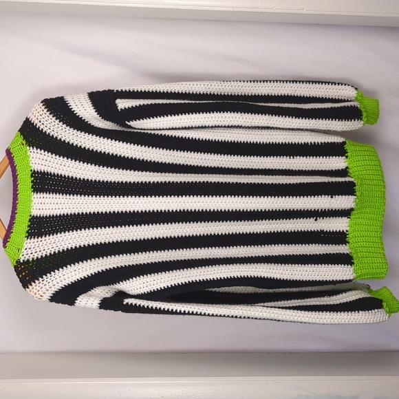 Custom "It's Showtime" Handmade Crochet Bettlejuice Cardigan Sweater - Picture 5 of 5